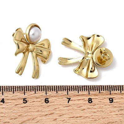 201 Stainless Steel ABS Plastic Pearl Stud Earrings EJEW-Z151-13G-06-1