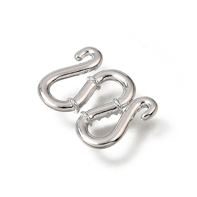 Brass Micro Pave Clear Cubic Zirconia M-Hook Clasps KK-CBA0DF0-15P-1
