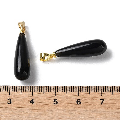 Natural Obsidian Teardrop Pendants G-Q005-03G-01-1