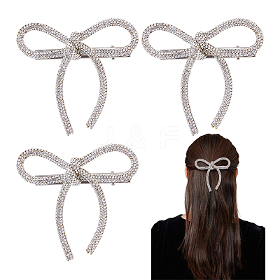 4Pcs Bowknot Rhinestone Alligator Hair Clips PHAR-HS0001-04-1