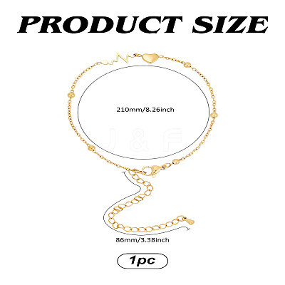 1Pc 201 Stainless Steel Heart Link Anklets AJEW-LP0007-13-1