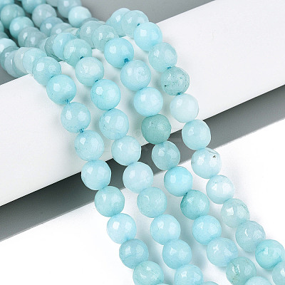 Dyed Natural White Jade Beads Strands G-T139-8mm-60-14-1