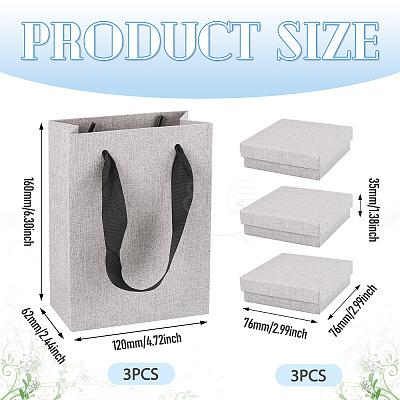 3Pcs Square Paper Jewelry Display Cases CON-TA0001-39D-02-1