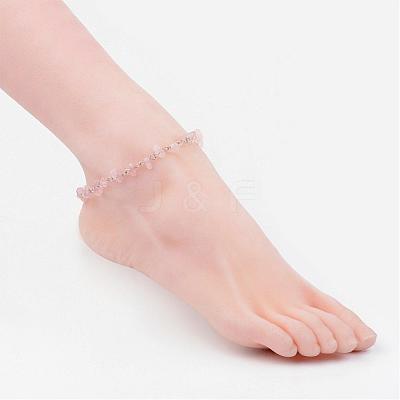 Natural Gemstone Chip Beaded Anklets AJEW-AN00175-1