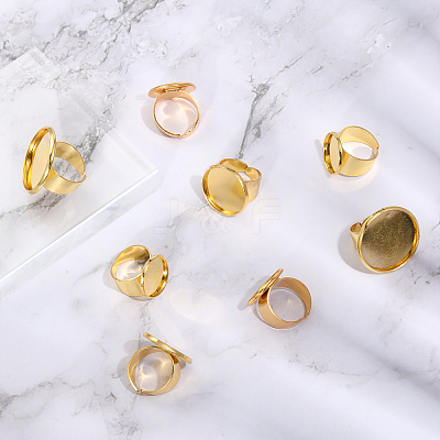 16Pcs 4 Size Adjustable Brass Finger Rings Components KK-CA0002-22G-1