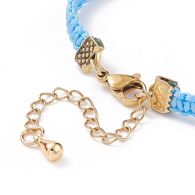 Glass Braided Flower Link Bracelet for Women BJEW-TA00130-02-1