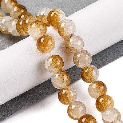 Crackle Baking Paint Imitation Jade Glass Beads Strands DGLA-T003-10mm-M-1