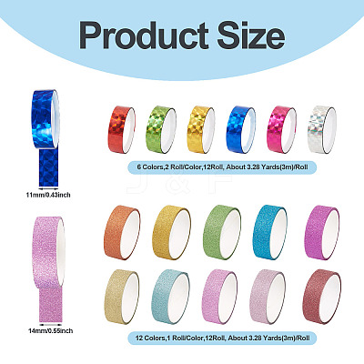 22Roll 2 Styles Laser Shining Bopp PET Plastic Scrapbook Decorative Adhesive Tapes AJEW-TA0002-10-1