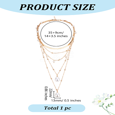 1Pc Alloy Multi Layered Necklaces NJEW-LP0001-57G-1