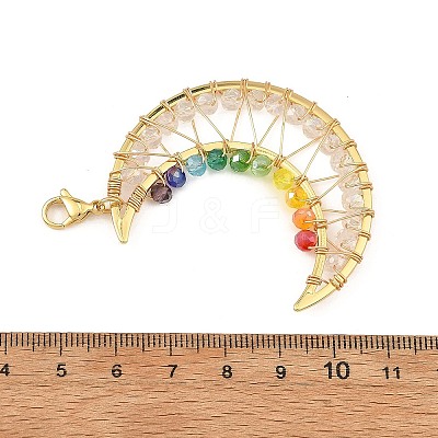 Wire Wrapped Moon Brass Pendant Decorations HJEW-TA00501-1