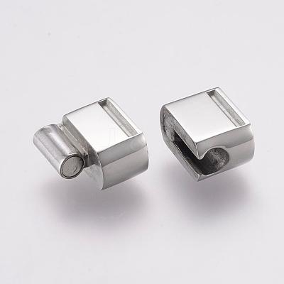 Tarnish Resistant 304 Stainless Steel Magnetic Clasps with Glue-in Ends STAS-F122-23P-1