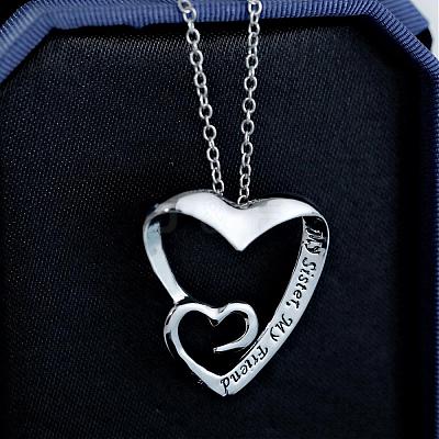 Creative Heart Engraved My Sister NJEW-N0052-098-1