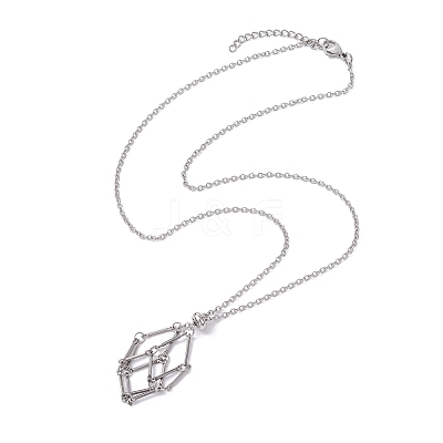 Crystal Holder Cage Necklace NJEW-JN04585-1