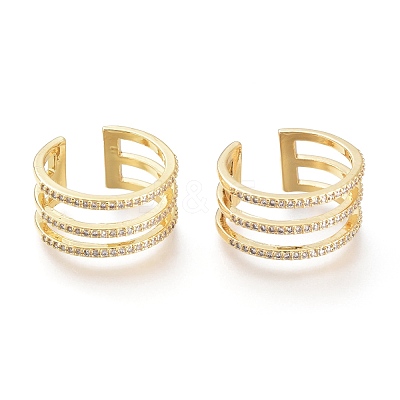 Brass Micro Pave Clear Cubic Zirconia Cuff Rings RJEW-I073-11G-1