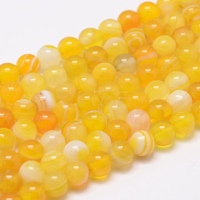 Natural Striped Agate/Banded Agate Bead Strands X-G-K155-A-6mm-06-1