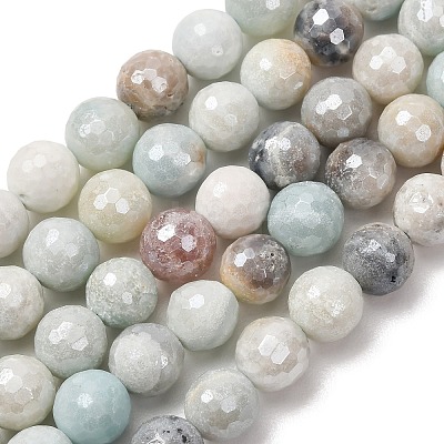 Electroplated Natural Flower Amazonite Beads Strands G-B191-A03-10mm-1