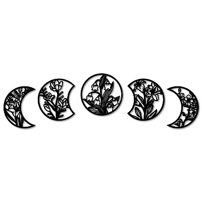Wood Moon Phase Pendant Decoration HJEW-WH20013-002-1