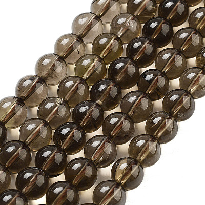 Natural Smoky Quartz Round Beads Strands G-E329-10mm-38-1