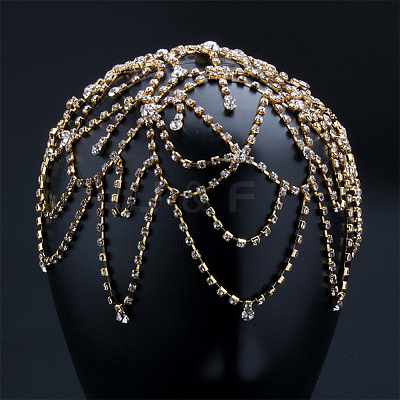 1Pc Rhinestone Mesh Headpiece Cap OHAR-WR0001-03G-1