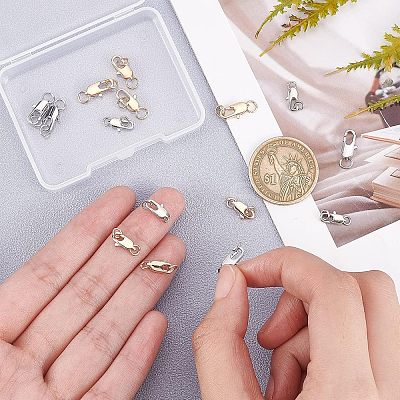 16Pcs 4 styles Brass Lobster Claw Clasps FIND-NB0002-65-1