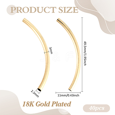 40Pcs Brass Curved Tube Beads KK-PH0015-17A-1