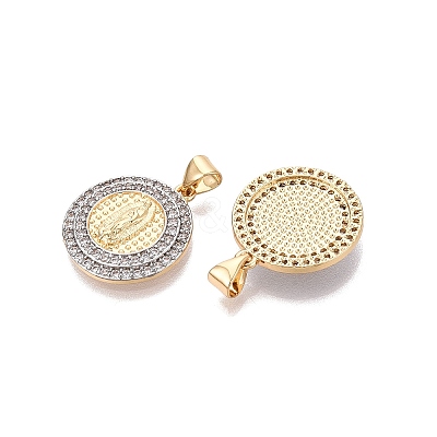 Religion Brass Micro Pave Clear Cubic Zirconia Pendants KK-N287-44GP-01-1