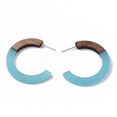 Resin & Walnut Wood Stud Earring Findings RESI-R425-01-A01-1