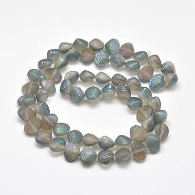 Frosted Electroplate Glass Shell Beads Strands EGLA-M002-B02-1