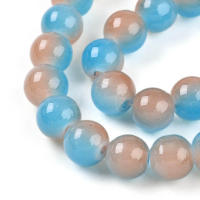 Baking Paint Imitation Jade Glass Round Bead Strands DGLA-N003-8mm-06-1