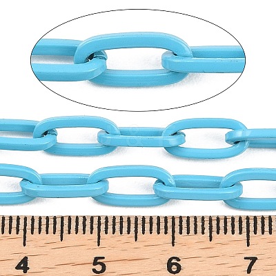 Eco-friendly Spray Painted Handmade Brass Paperclip Chains KK-J276-19-P04-1