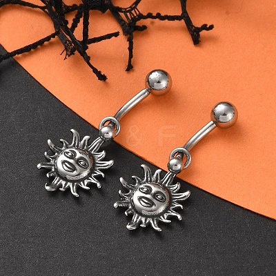 Sun 316 Surgical Stainless Steel Dangle Belly Button Rings EJEW-G416-08AS-1