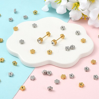 40Pcs 4 Styles Stainless Steel Ear Nuts STAS-FS0002-21-1