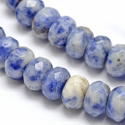 Faceted Natural Blue Spot Jasper Rondelle Beads Strands G-K090-05-1