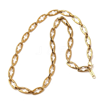 304 Stainless Steel Cross Link Chain Necklaces for Women Men NJEW-JN05433-01-1