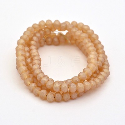 Full Rainbow Plated Faceted Rondelle Glass Beads Strands EGLA-J054-4x3mm-FR01-1