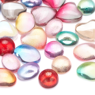 40Pcs 4 Style Transparent Glass Cabochons GGLA-YW0001-09-1