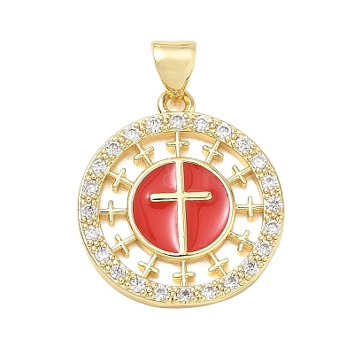 Religion Cross Brass Micro Pave Clear Cubic Zirconia Pendants CU-CBA83A6-03E-G-1