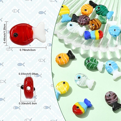 20Pcs 10 Colors Handmade Lampwork Beads LAMP-YW0004-13-1
