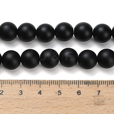 Natural Black Onyx(Dyed & Heated) Beads Strands G-Z024-01B-10mm-1