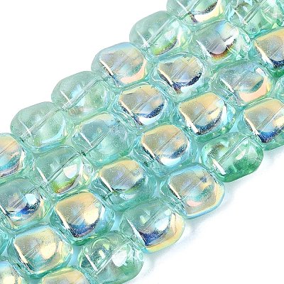 Electroplate Transparent Glass Beads Strands EGLA-N057-02A-02-1