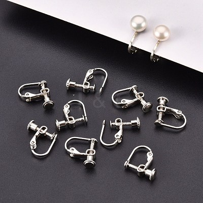 Brass Screw On Clip-on Earring Findings KK-L164-02P-1