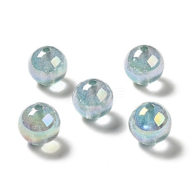 UV Plating Transparent Rainbow Iridescent Acrylic Beads OACR-D010-01H-1