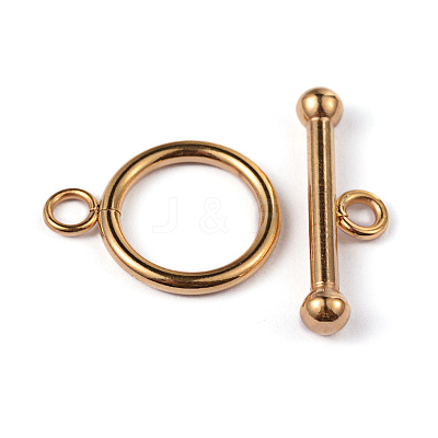 Ion Plating(IP) 304 Stainless Steel Ring Toggle Clasps STAS-L176-13G-1