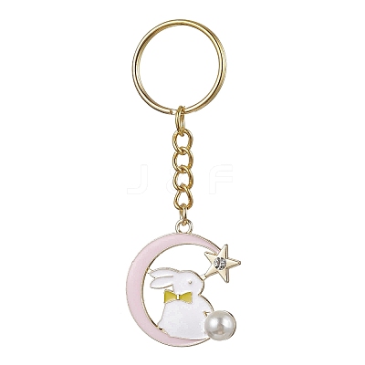 Moon with Rabbit Alloy Enamel Pendant Keychain KEYC-JKC00623-04-1