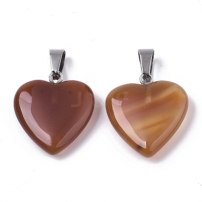 Heart Natural Carnelian Pendants X-G-Q438-17-1