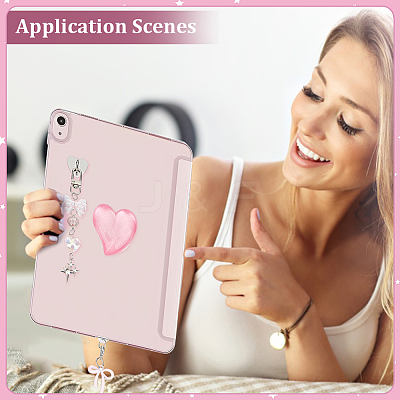 1 Set Heart & Bowknot Zinc Alloy Acrylic Mobile Phone Holders & Pendant Decorations AJEW-ME0002-81B-1
