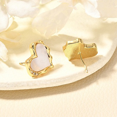 Rack Plating Brass Micro Pave Clear Cubic Zirconia Stud Earrings EJEW-Q010-01G-1