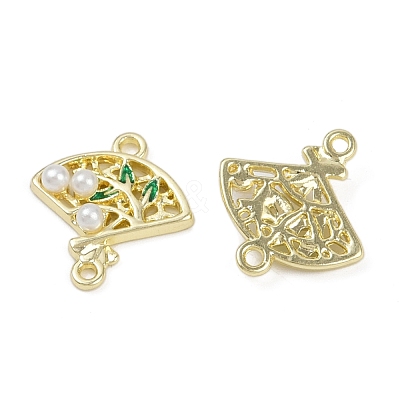 Alloy Green Enamel Fan Connector Charms FIND-M079-07A-G-1