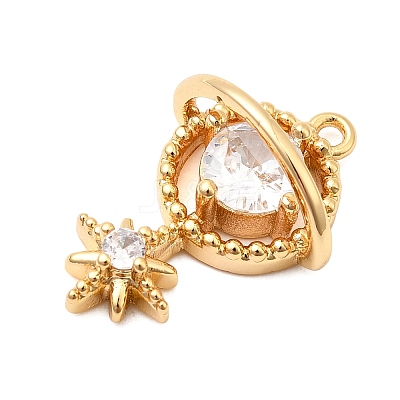 Brass Micro Pave Clear Cubic Zirconia Pendants KK-F916-20G-1