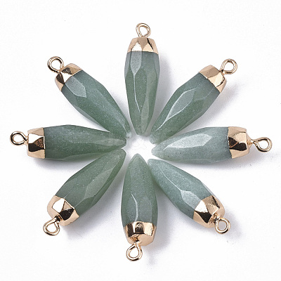 Top Golden Plated Natural Aventurine Pointed Pendants G-S359-078B-1